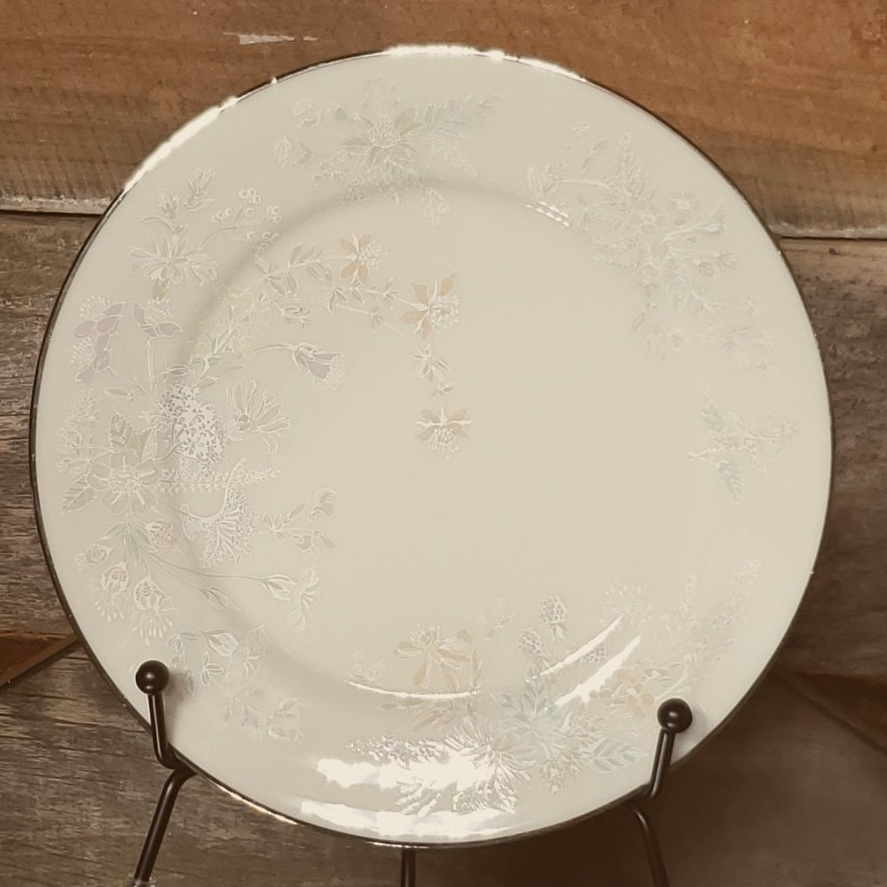 Lenox April Bread Plate - 1980's Pastel Flowers with Platinum Rim